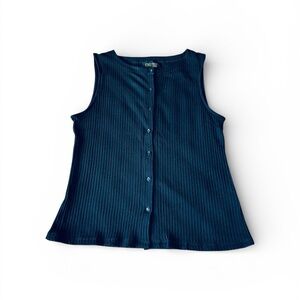 Truth by Republic Ribbed Button-Front Tank Top – Black – Size